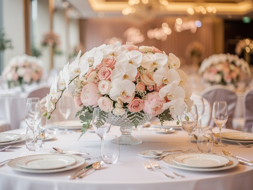 ウェディングテーブルフラワー装飾